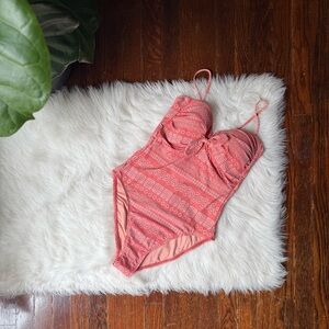 Robin Piccone One Piece Swimsuit Terracotta Orange Cream Size 10 NWOT